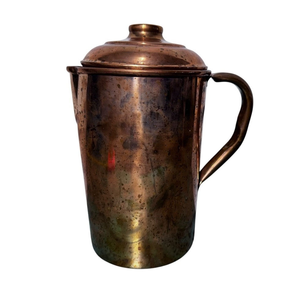 Vintage Copper Jug With Lid Rustic Farmhouse Decor
